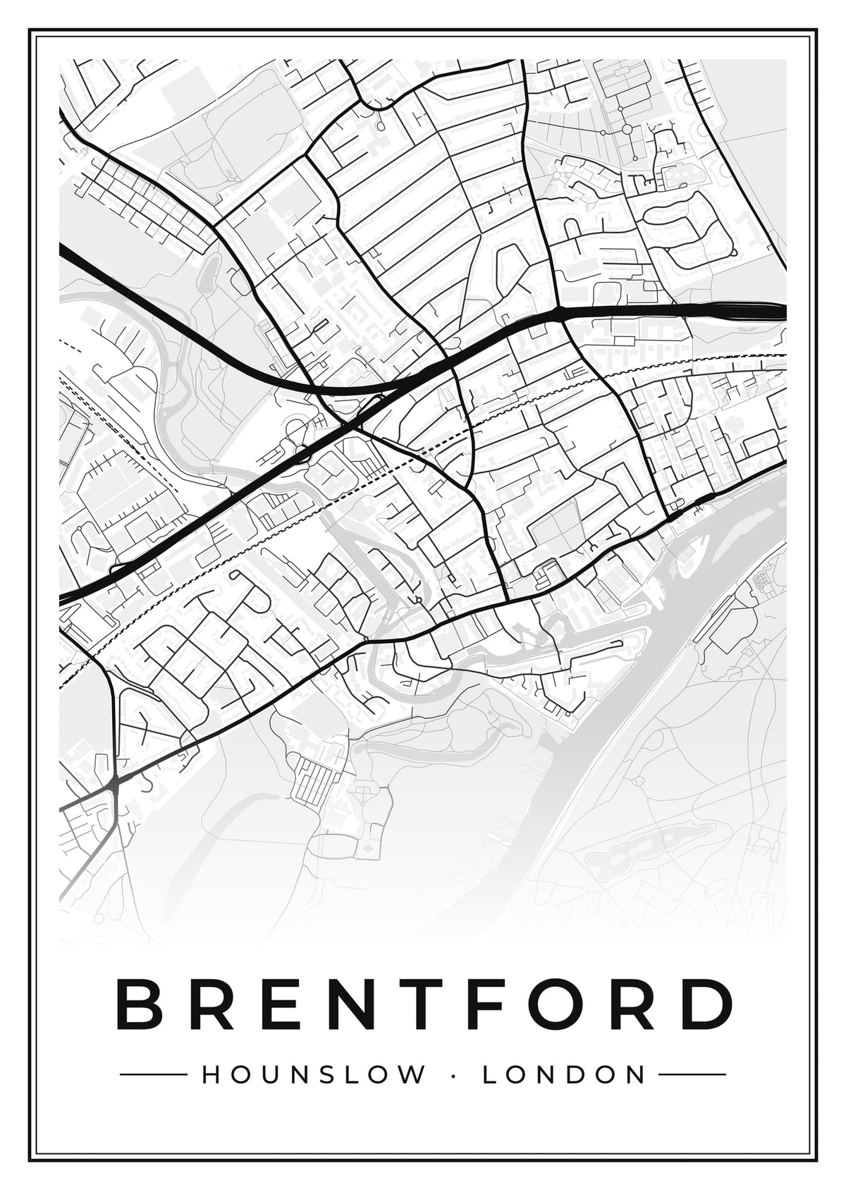 Street map poster of Brentford, Hounslow, London