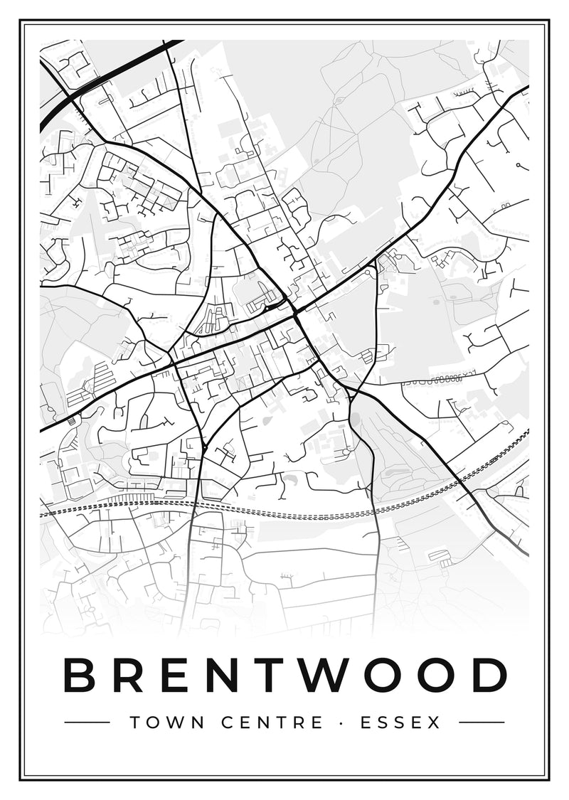 Brentwood Town Centre Street Map Poster