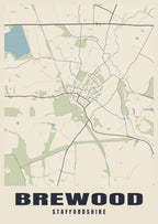 Street map poster of Brewood, Staffordshire