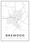 Street map poster of Brewood village centre, Staffordshire