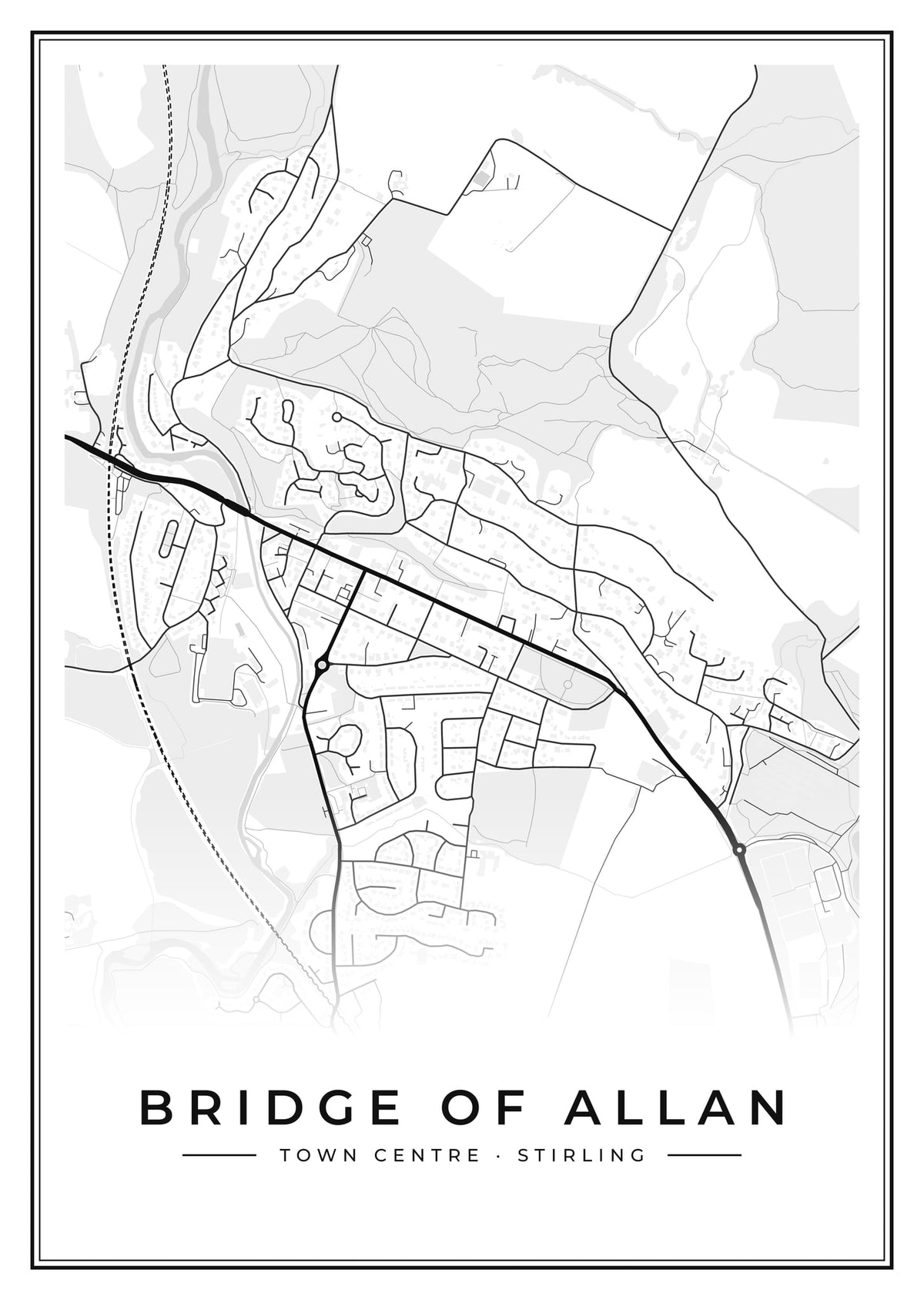 Street map poster of Bridge of Allan town centre, Stirling
