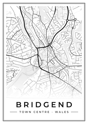 Bridgend Town Centre Street Map Poster
