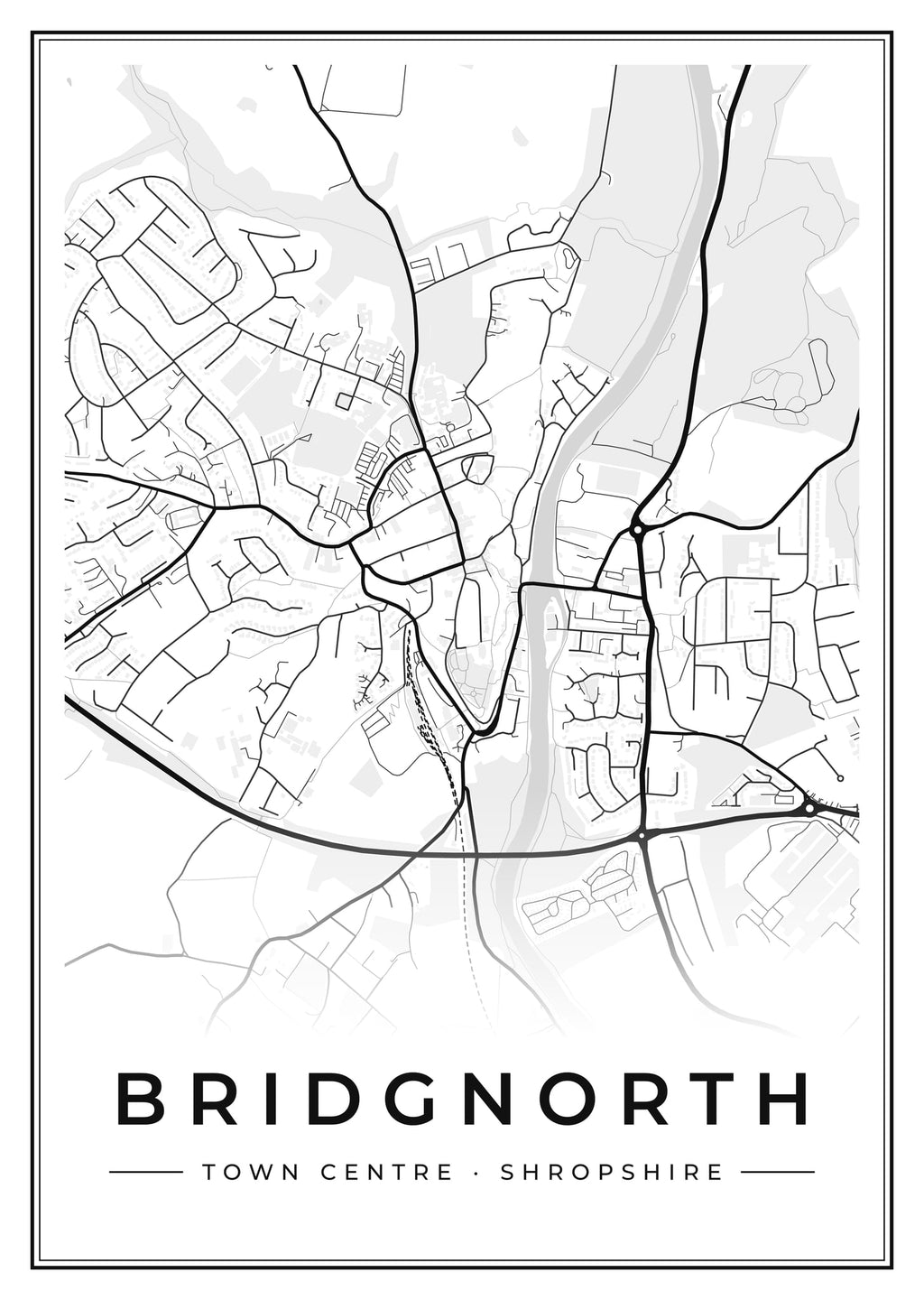 Street map poster of Bridgnorth town centre, Shropshire