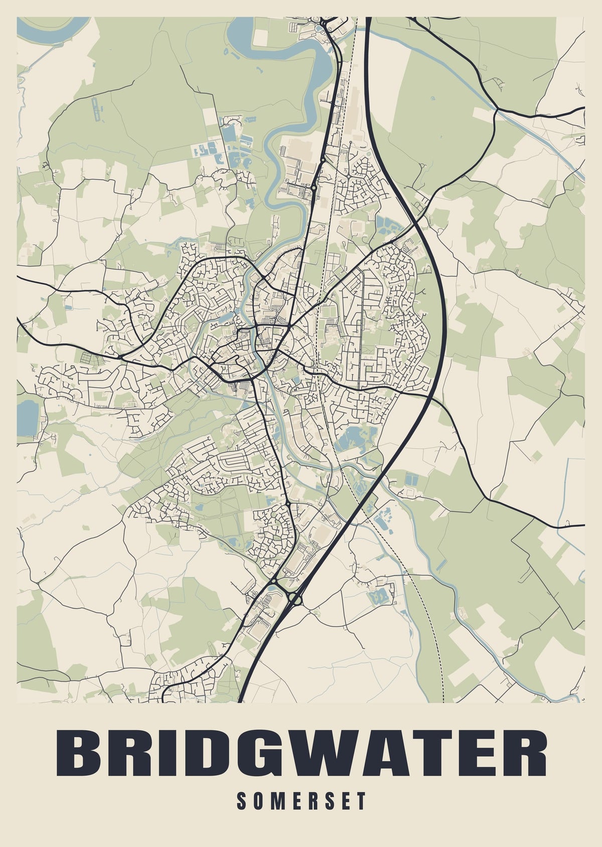 Street map poster of Bridgwater, Somerset