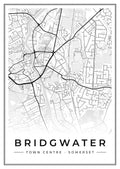 Street map poster of Bridgwater town centre, Somerset
