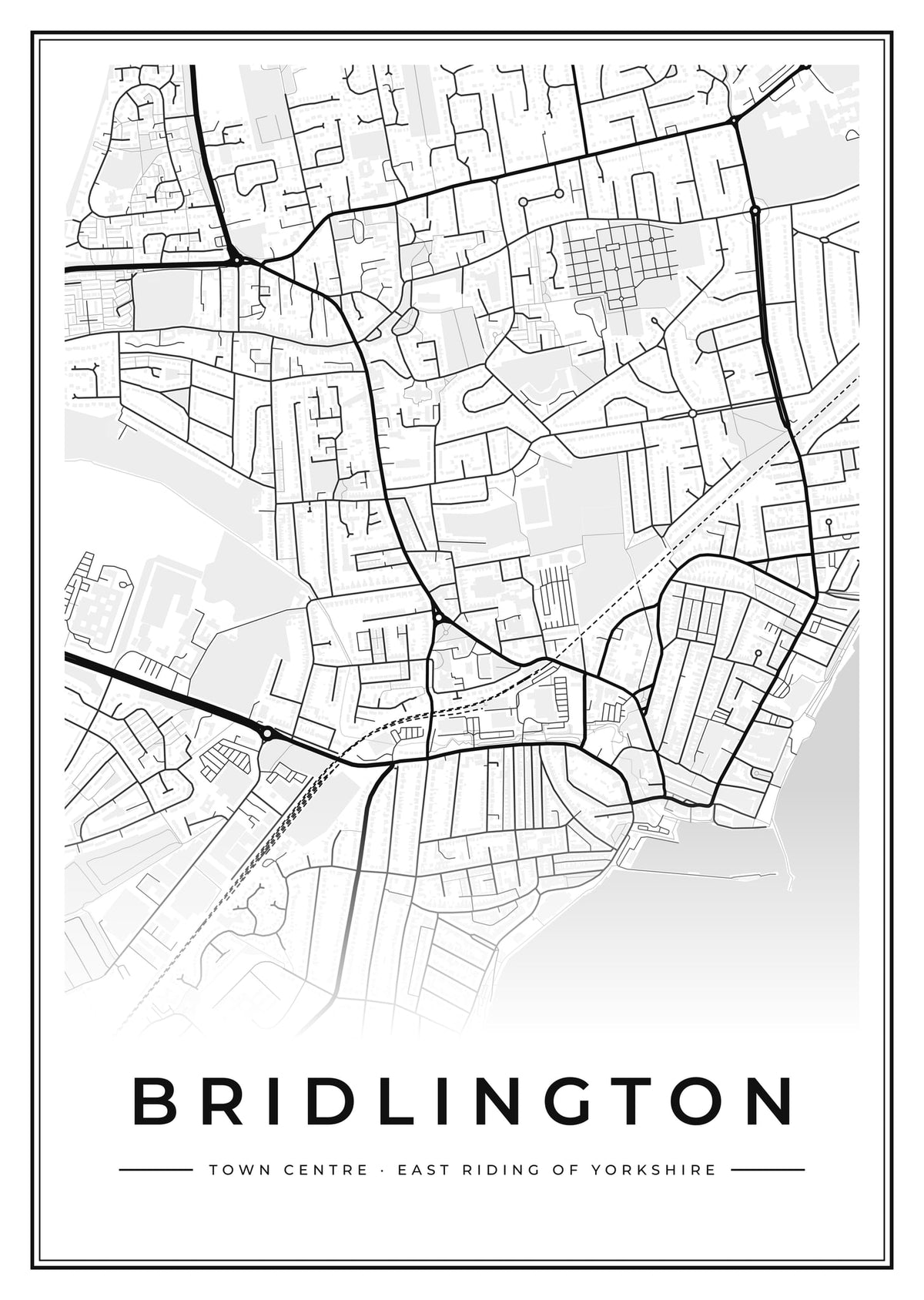 Street map poster of Bridlington town centre, East Riding of Yorkshire