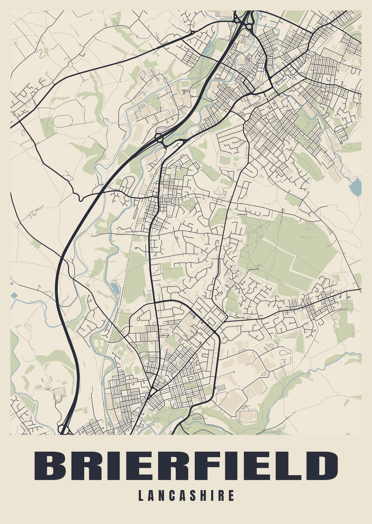 Street map poster of Brierfield, Lancashire