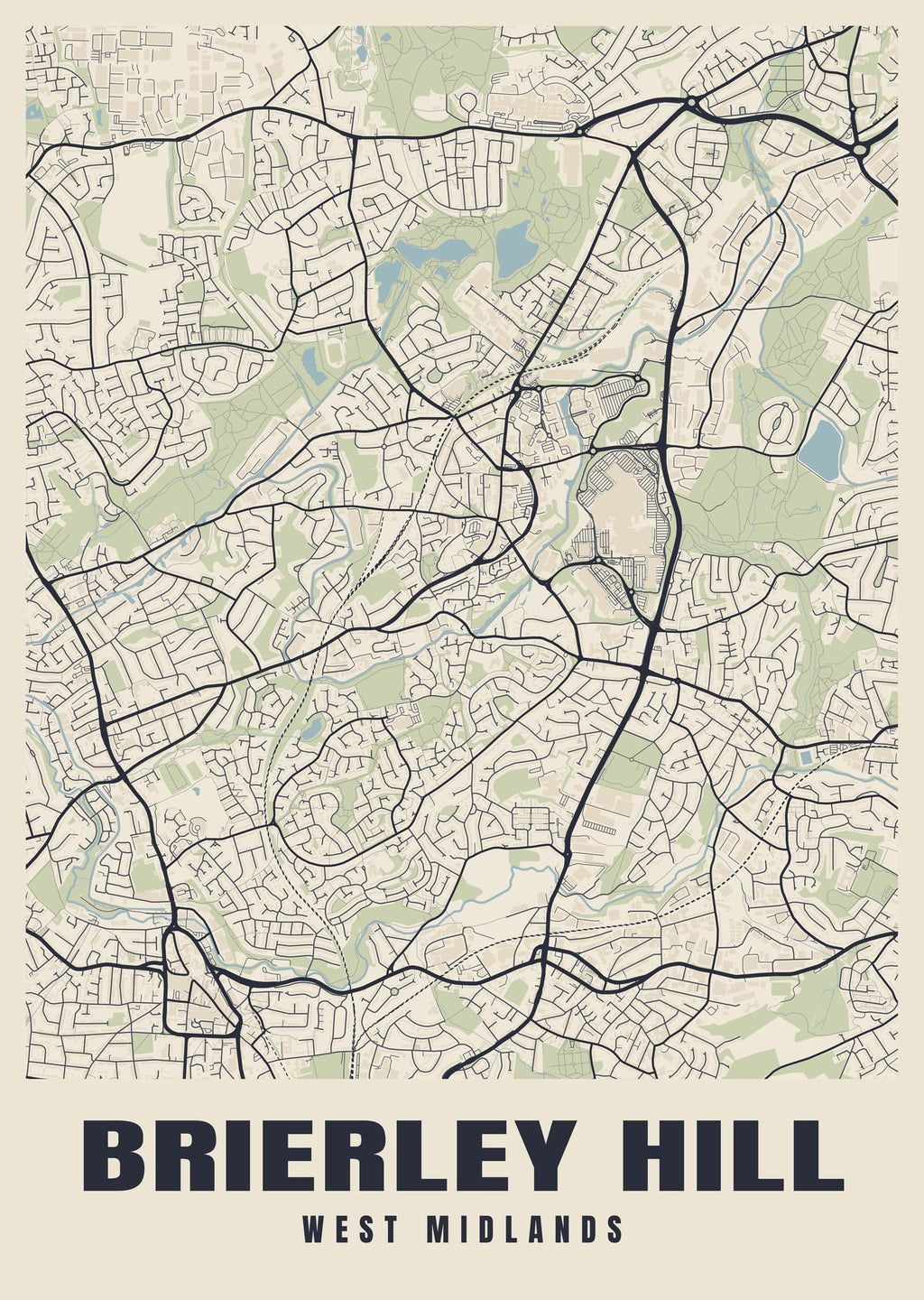 Street map poster of Brierley Hill, West Midlands