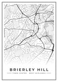 Street map poster of Brierley Hill town centre, West Midlands