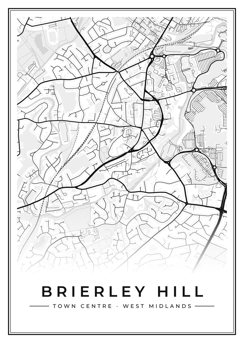 Brierley Hill Town Centre Street Map Poster