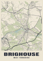 Street map poster of Brighouse, West Yorkshire