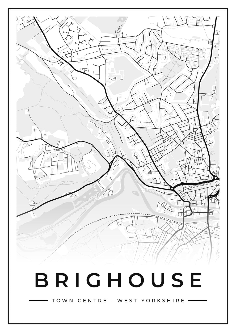 Brighouse Town Centre Street Map Poster