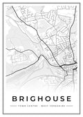 Street map poster of Brighouse town centre, West Yorkshire