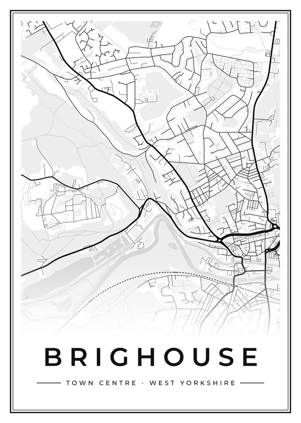 Brighouse Town Centre Street Map Poster