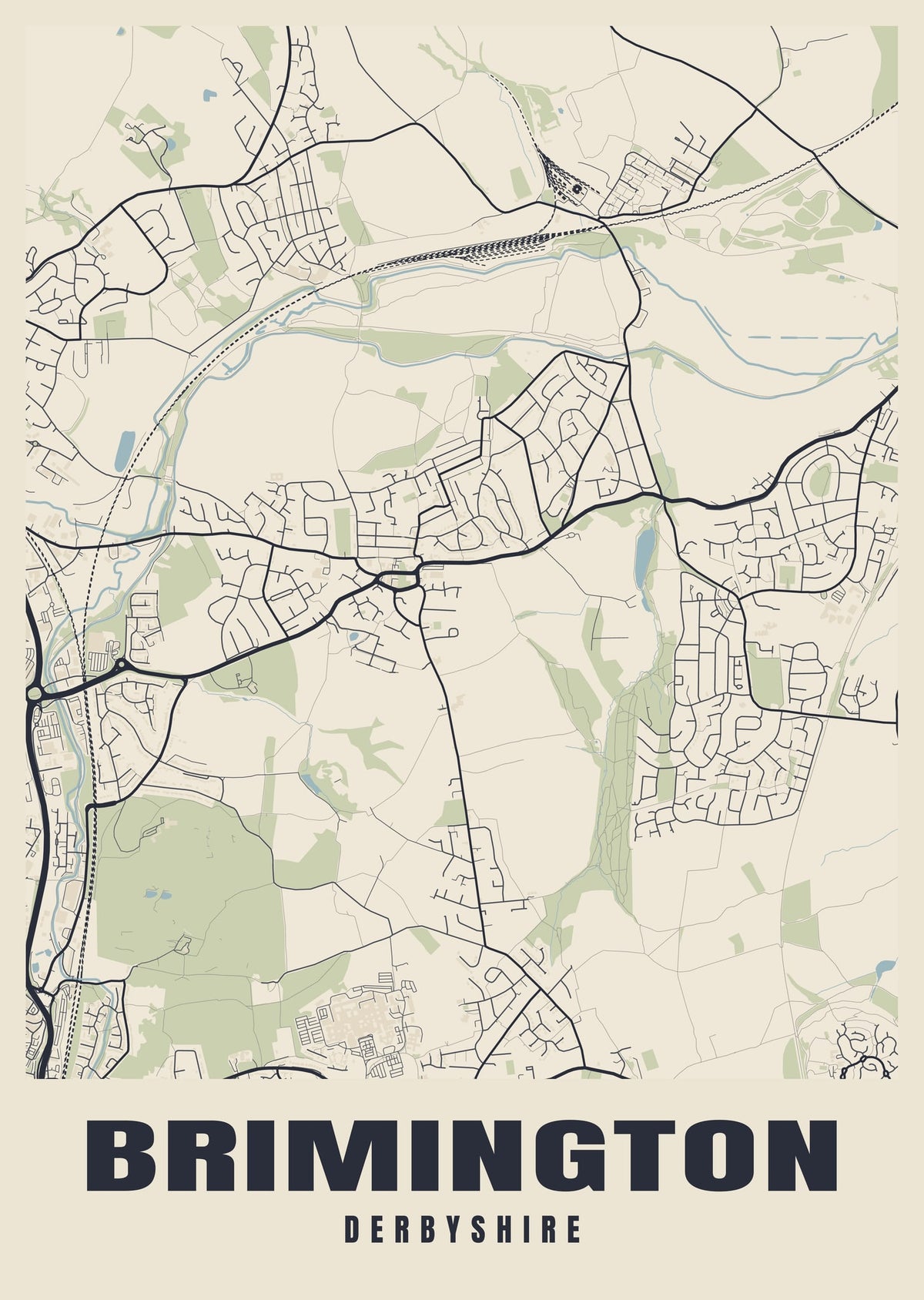 Street map poster of Brimington, Derbyshire