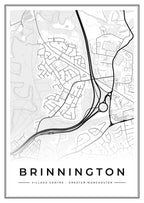 Street map poster of Brinnington village centre, Greater Manchester