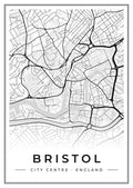 Street map poster of Bristol city centre, England