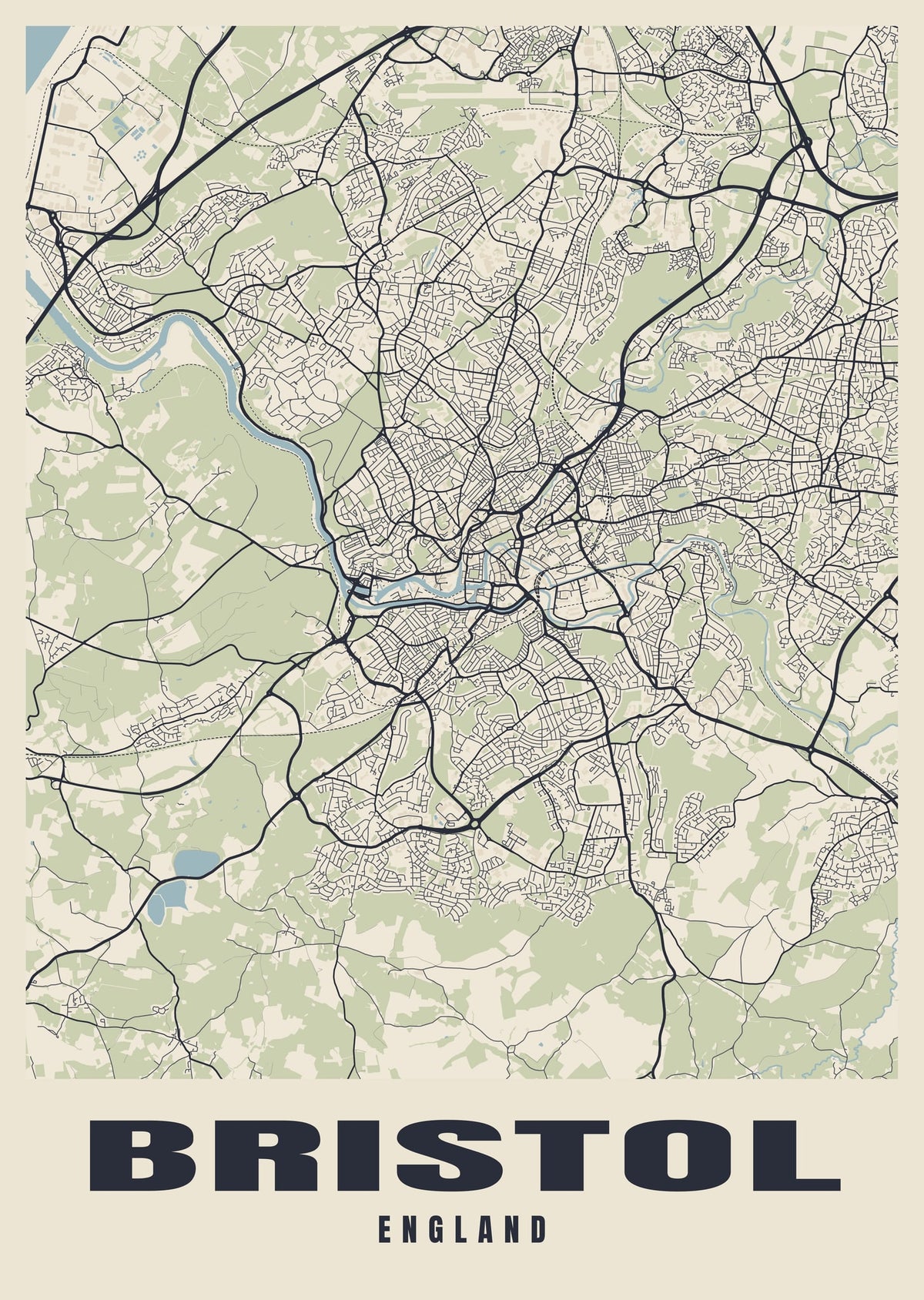 Street map poster of Bristol, England
