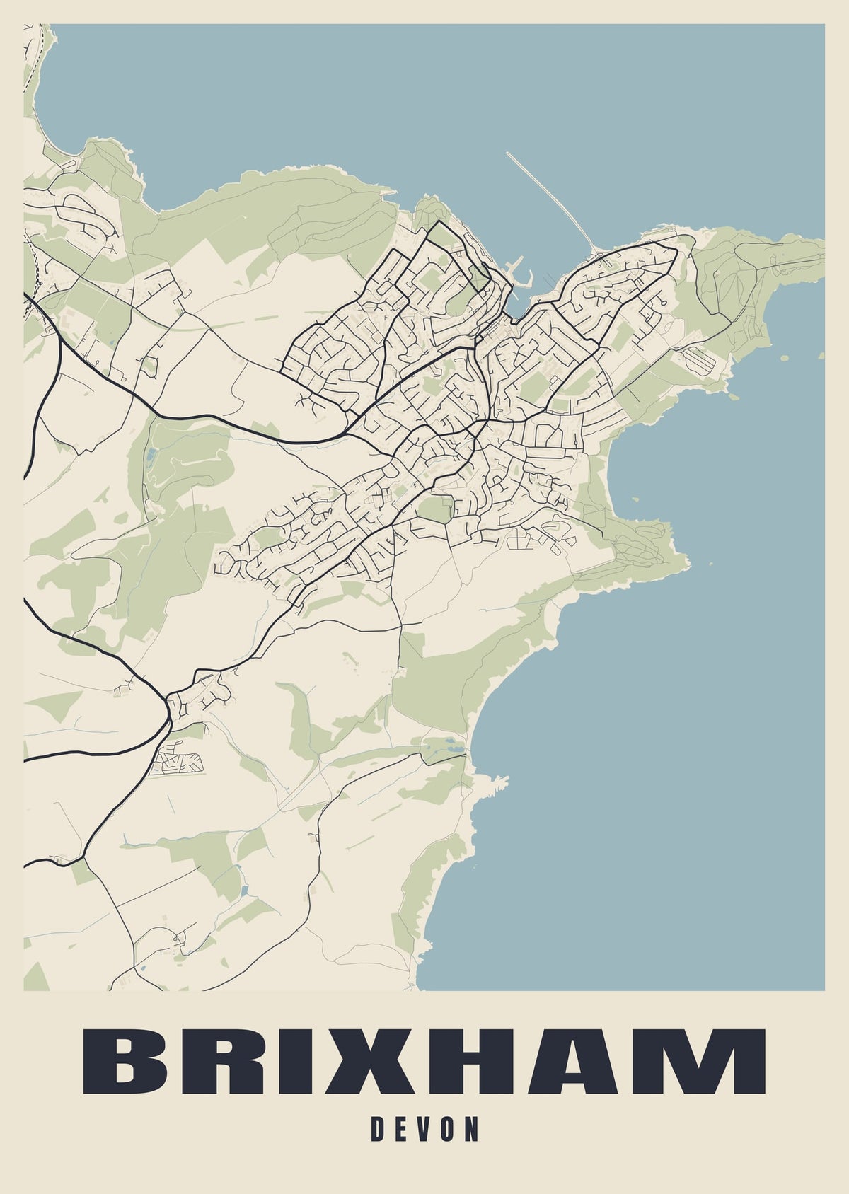 Street map poster of Brixham, Devon