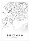 Street map poster of Brixham town centre, Devon