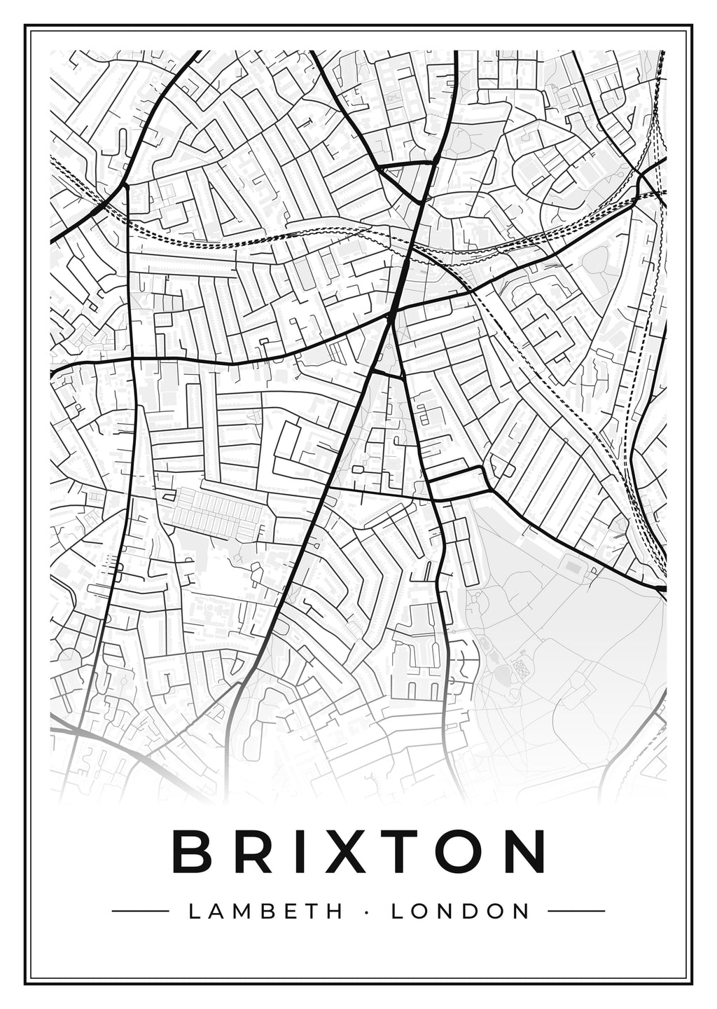 Street map poster of Brixton, Lambeth, London