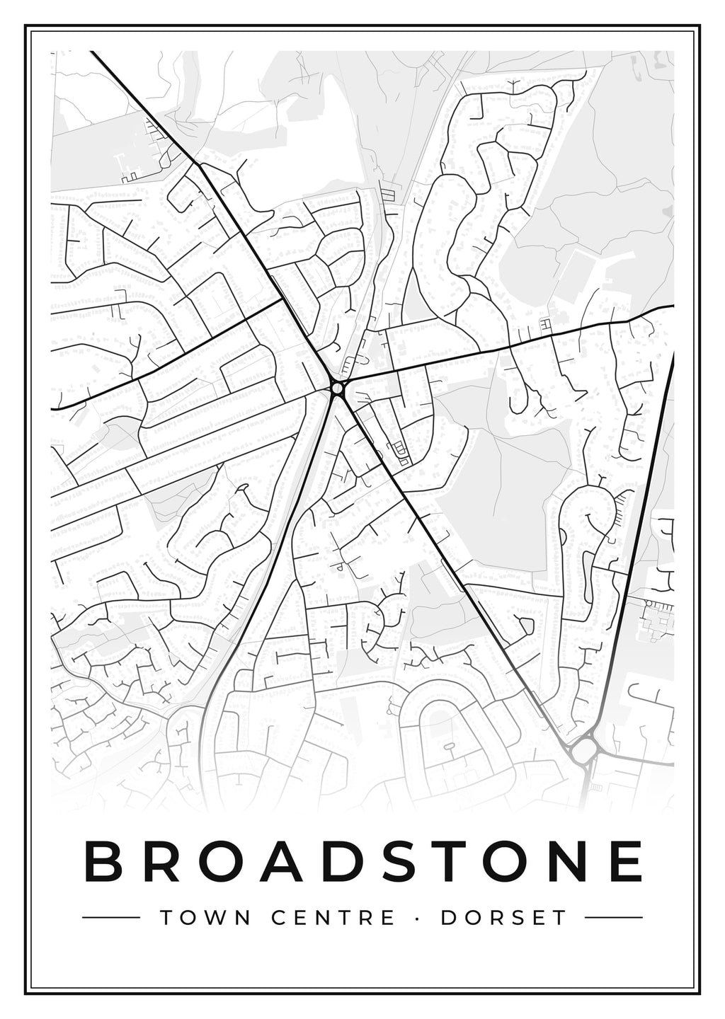 Street map poster of Broadstone town centre, Dorset