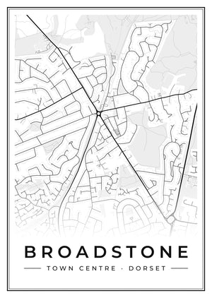 Broadstone Town Centre Street Map Poster