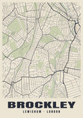Heritage street map poster of Brockley, Lewisham, London