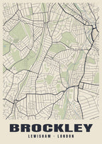 Heritage street map poster of Brockley, Lewisham, London