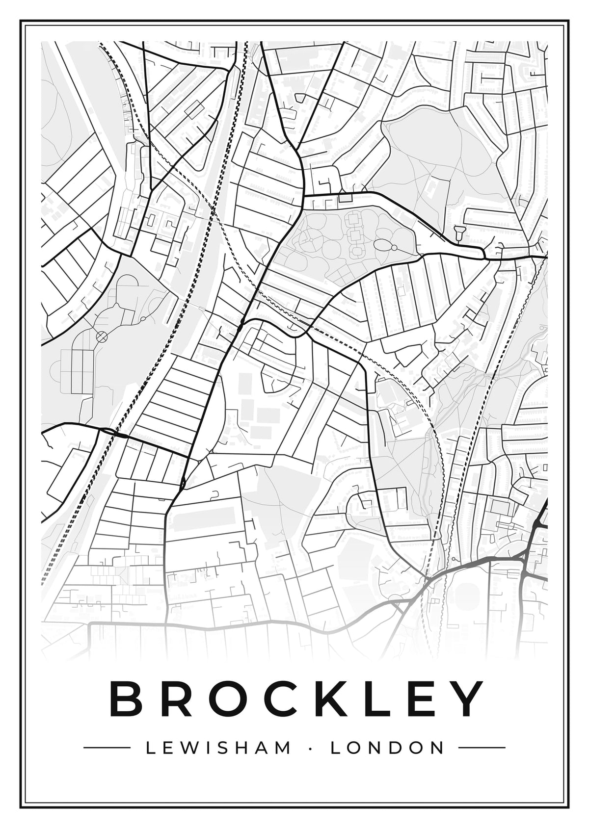 Street map poster of Brockley, Lewisham, London