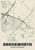 Street map poster of Brockworth, Gloucestershire