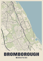 Street map poster of Bromborough, Merseyside
