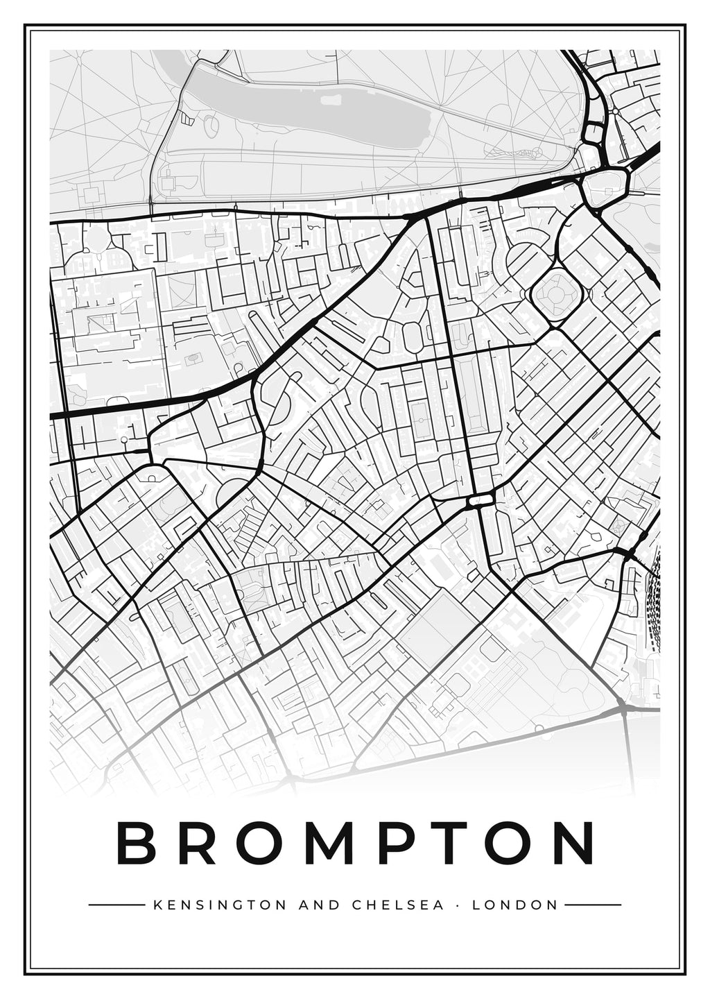 Street map poster of Brompton, Kensington and Chelsea, London