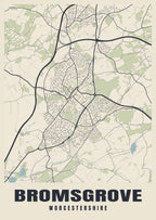Street map poster of Bromsgrove, Worcestershire