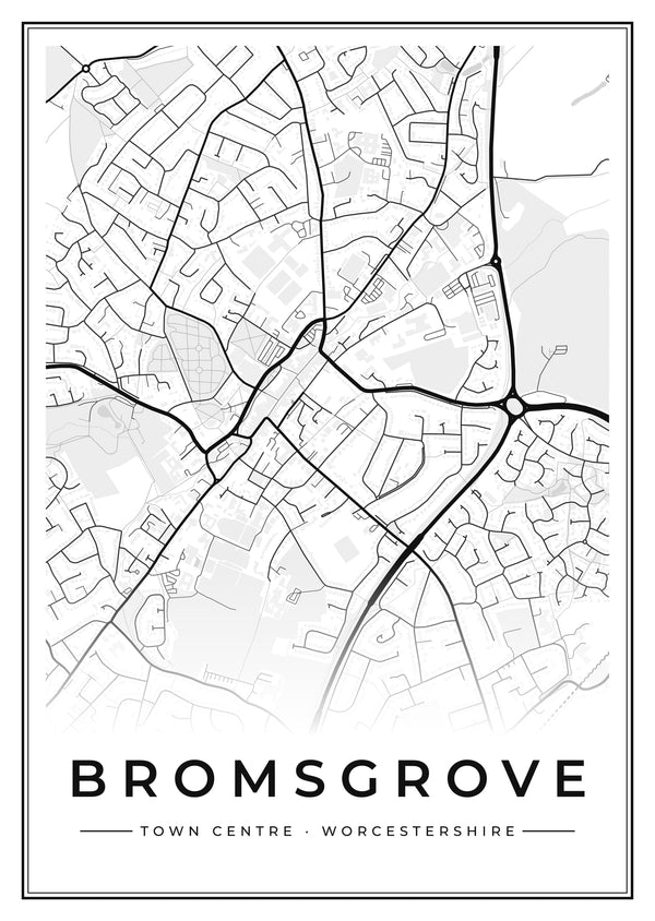 Bromsgrove Town Centre Street Map Poster