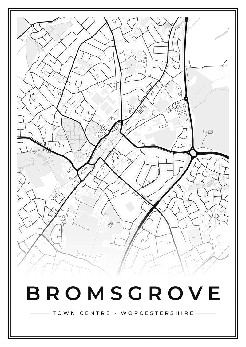 Bromsgrove Town Centre Street Map Poster