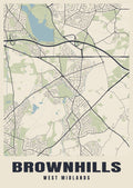 Street map poster of Brownhills, West Midlands