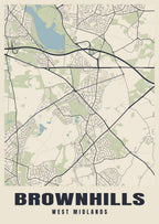 Street map poster of Brownhills, West Midlands