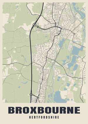 Broxbourne Street Map Poster