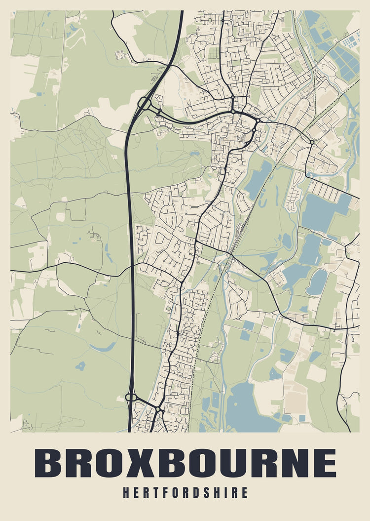 Broxbourne Street Map Poster