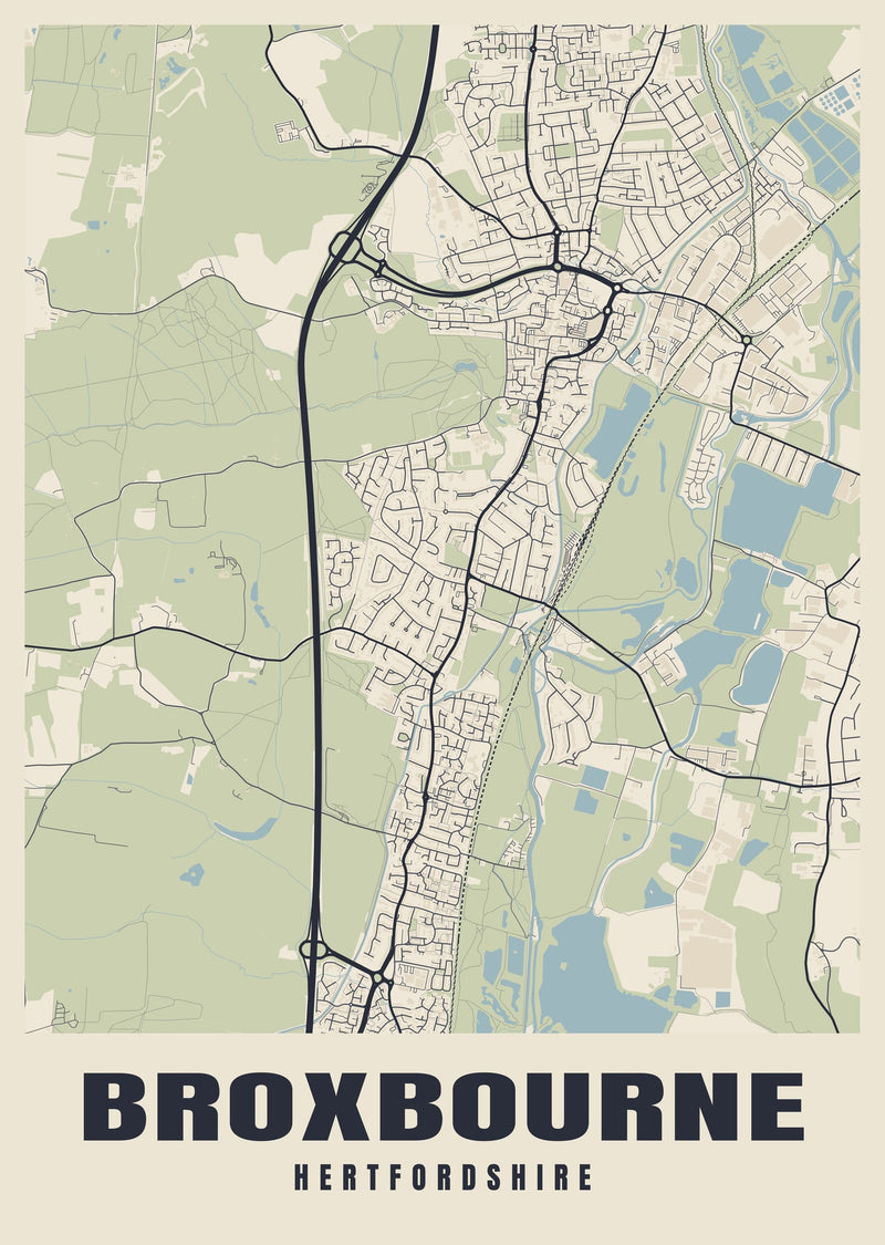 Broxbourne Street Map Poster
