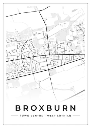 Broxburn Town Centre Street Map Poster