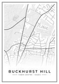Street map poster of Buckhurst Hill town centre, Essex