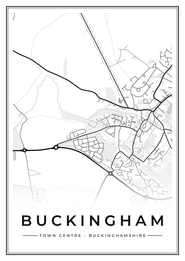 Buckingham Town Centre Street Map Poster