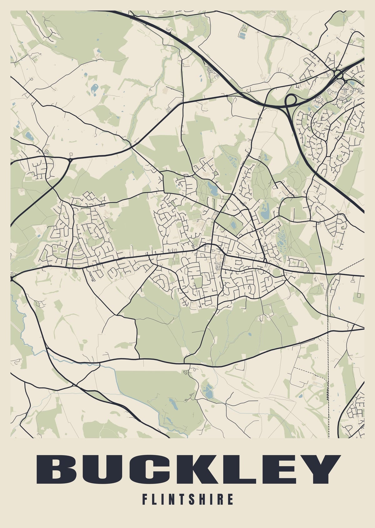 Street map poster of Buckley, Flintshire