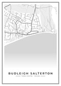 Street map poster of Budleigh Salterton town centre, Devon