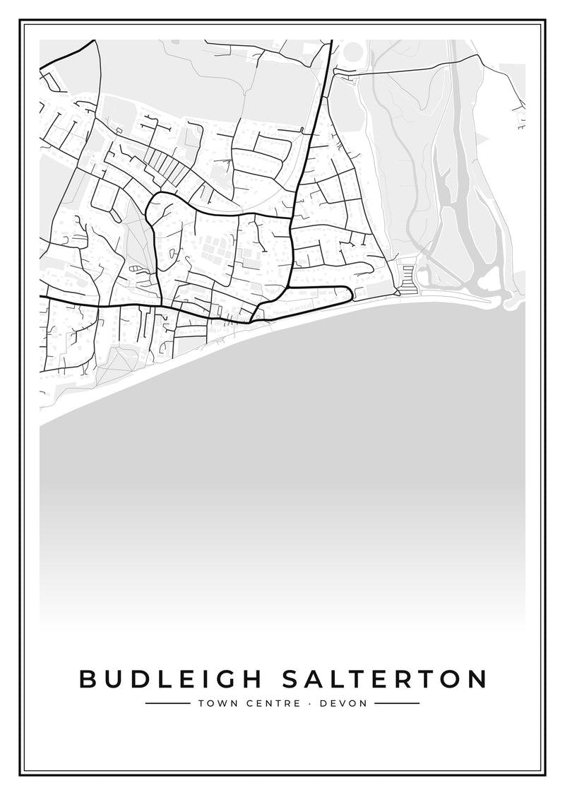 Budleigh Salterton Town Centre Street Map Poster