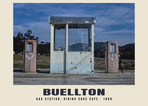 Gas Station, Dining Cars Cafe, Buellton, California — 1985 · Historische fotoprint