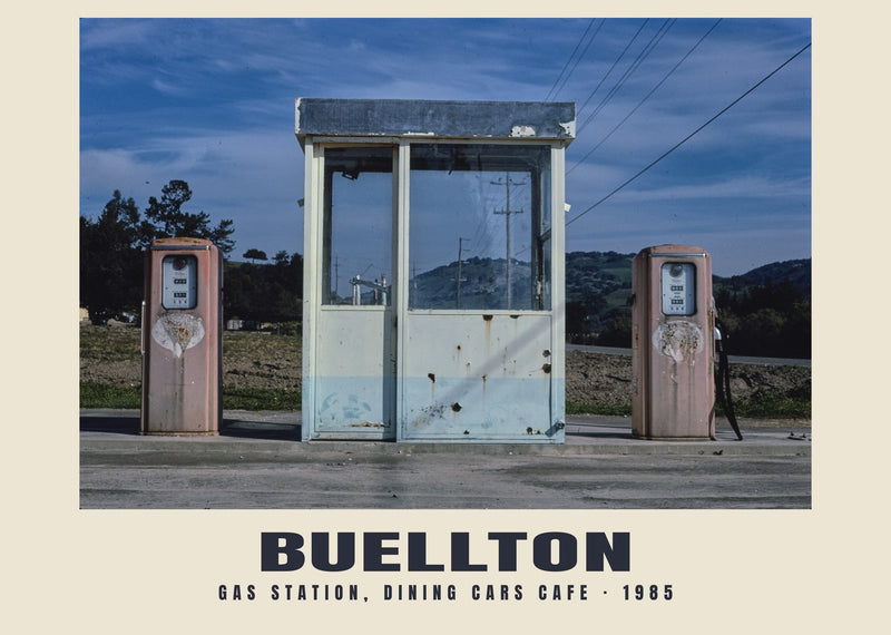Gas Station, Dining Cars Cafe, Buellton, California — 1985 · Historische fotoprint