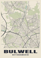 Street map poster of Bulwell, Nottinghamshire